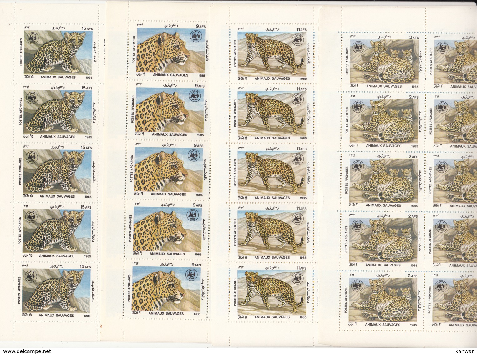 Afghanistan WWF Leopard Complete Sheets Set MNH SG#1070-1073 MI#1453-1456 - Nuovi