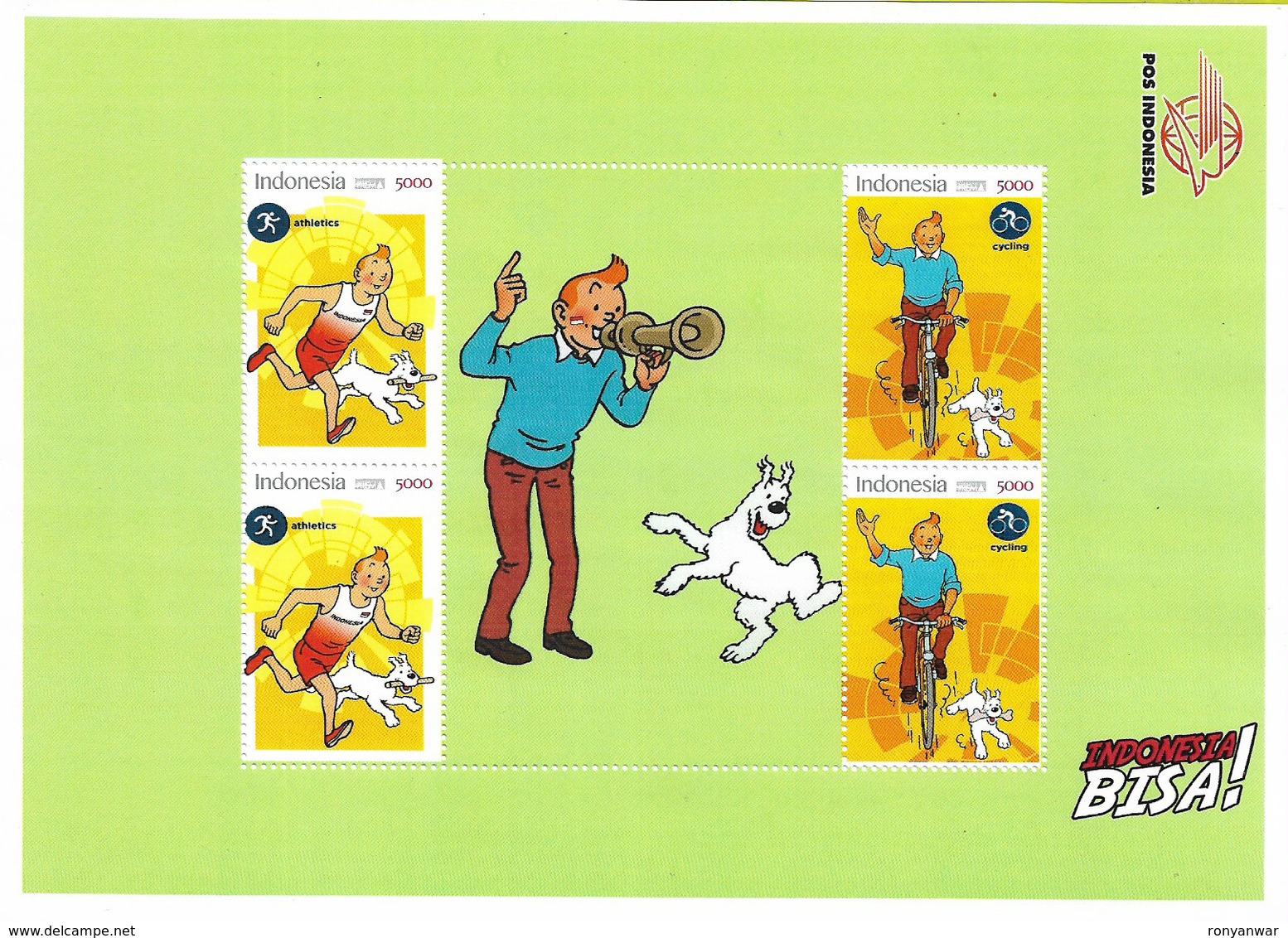 Private Issue Tintin Kuifje Stamp #7 - Indonesia