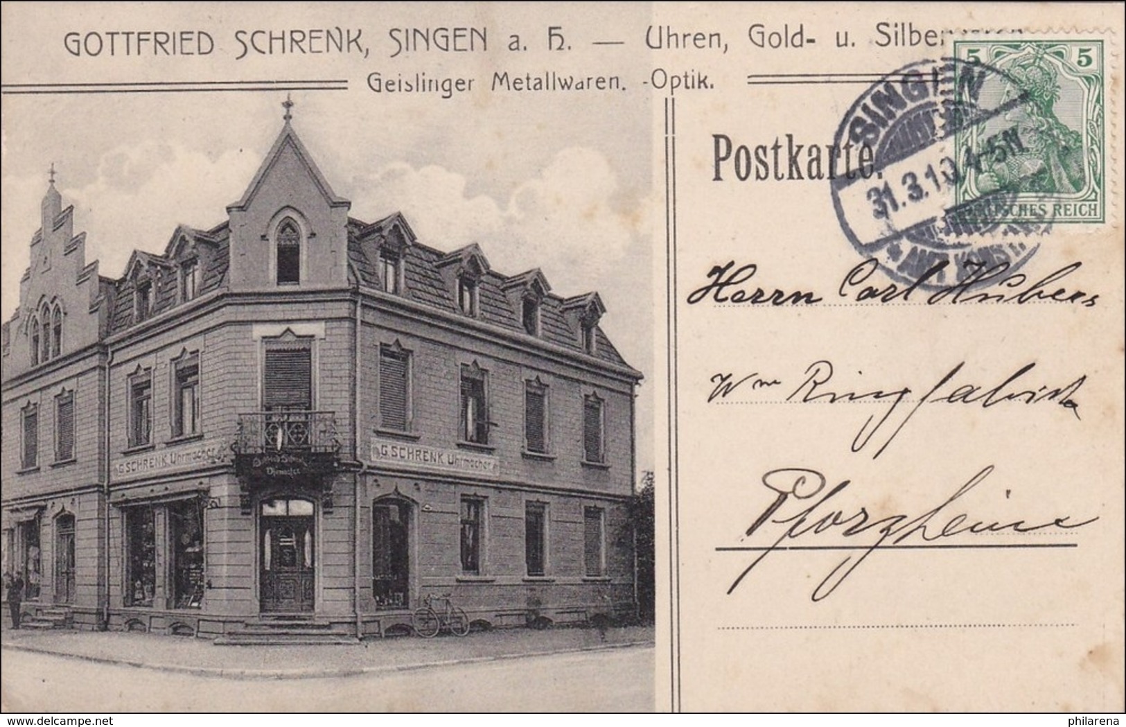 Baden: Ansichtskarte 1910 Von Singen Nach Pforzheim - Autres & Non Classés