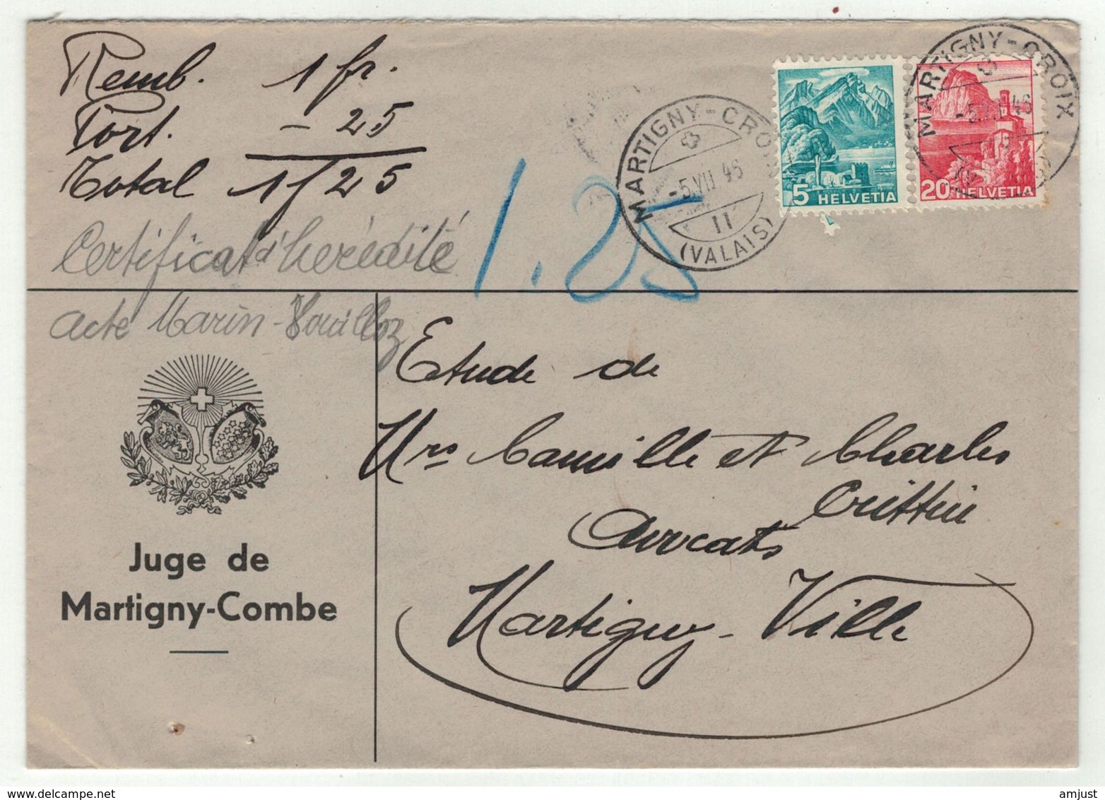 Suisse // Schweiz // Switzerland //  1940-1949 // Lettre Pour Martigny-Ville - Cartas & Documentos