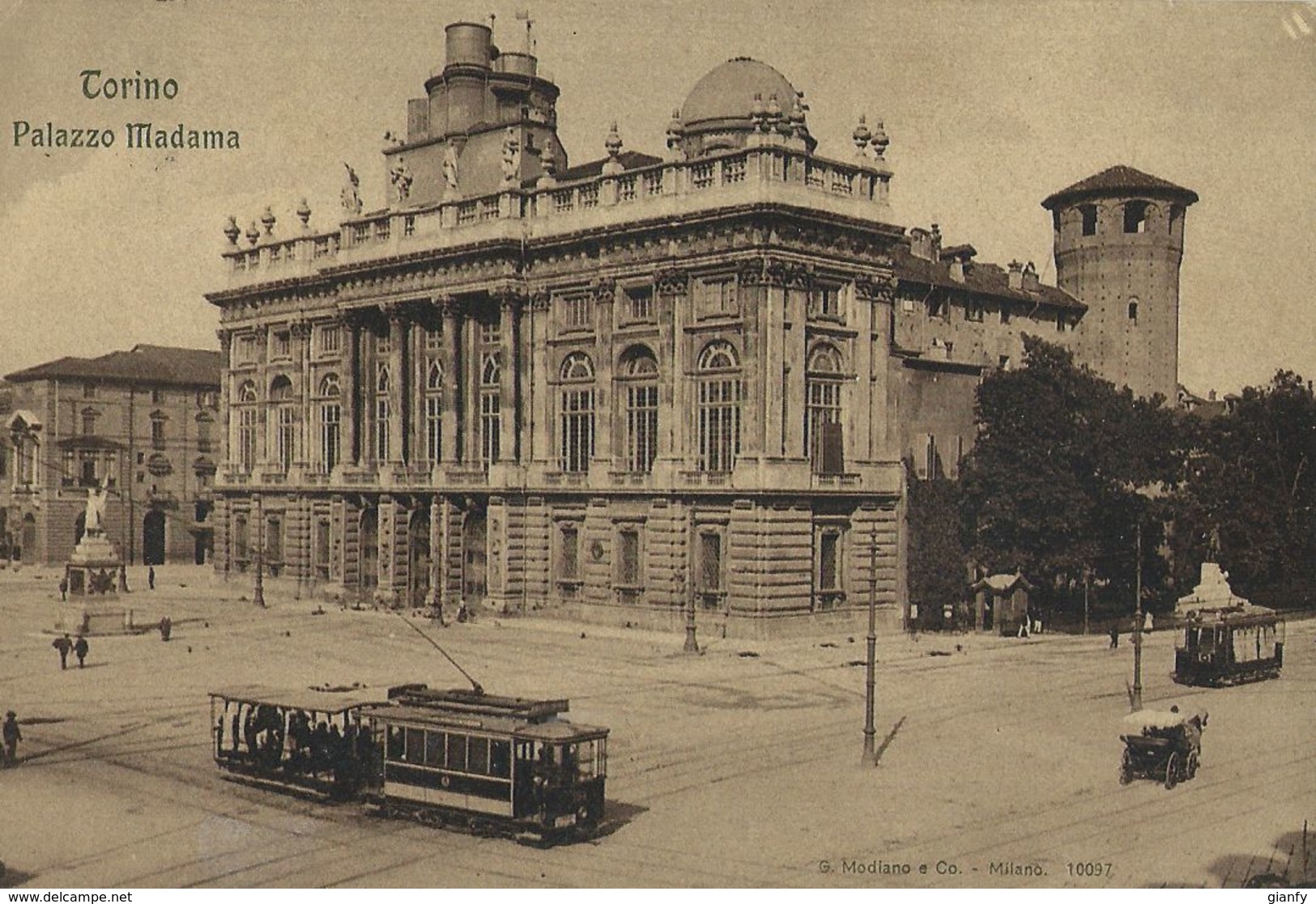 TORINO PALAZZO MADAMA 1907 ANIMATA TRAMWAY - Palazzo Madama