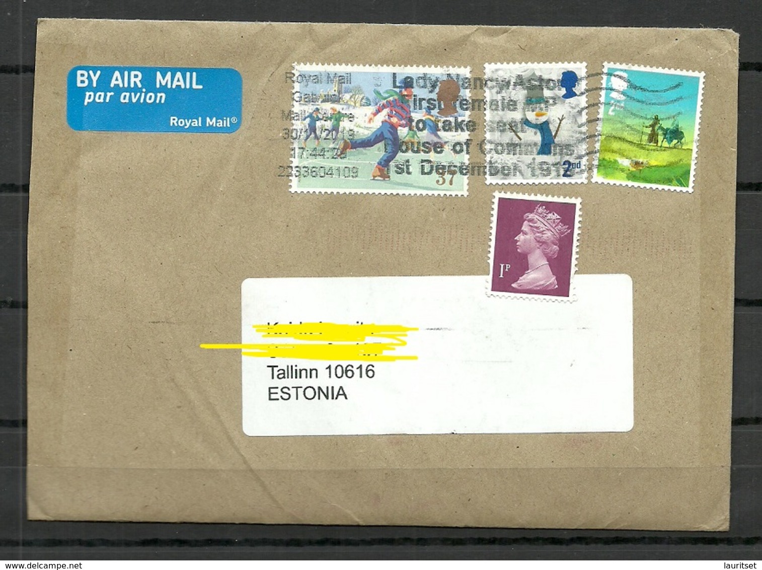 GREAT BRITAIN 2019 Air Mail Cover To Estonia With Advertising Cachet - Covers & Documents