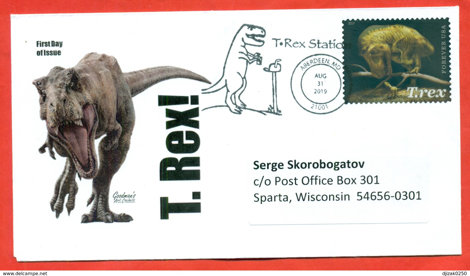 USA 2019. FDC Envelope Past Mail. - Prehistorics