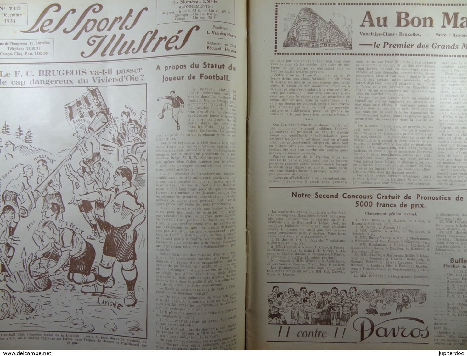 Les Sports Illustrés 1934 N°713 Hower-Charles Bruges Godfrey-Le Marin Honorez Football Seynaeve Arlet - Sport