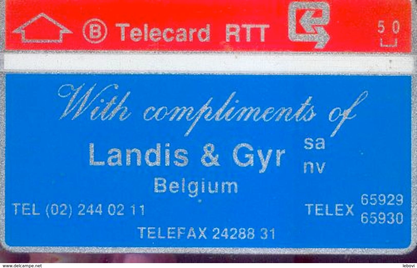 Belgique – Télécarte  5 Unités « With Compliments Of LANDIS & GYR (très Rare) - Zonder Chip