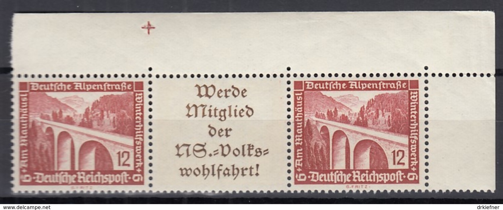 DR W 114, Postfrisch**, Eckrand Mit Passertkreuz, WHW: Moderne Bauten 1936 - Se-Tenant