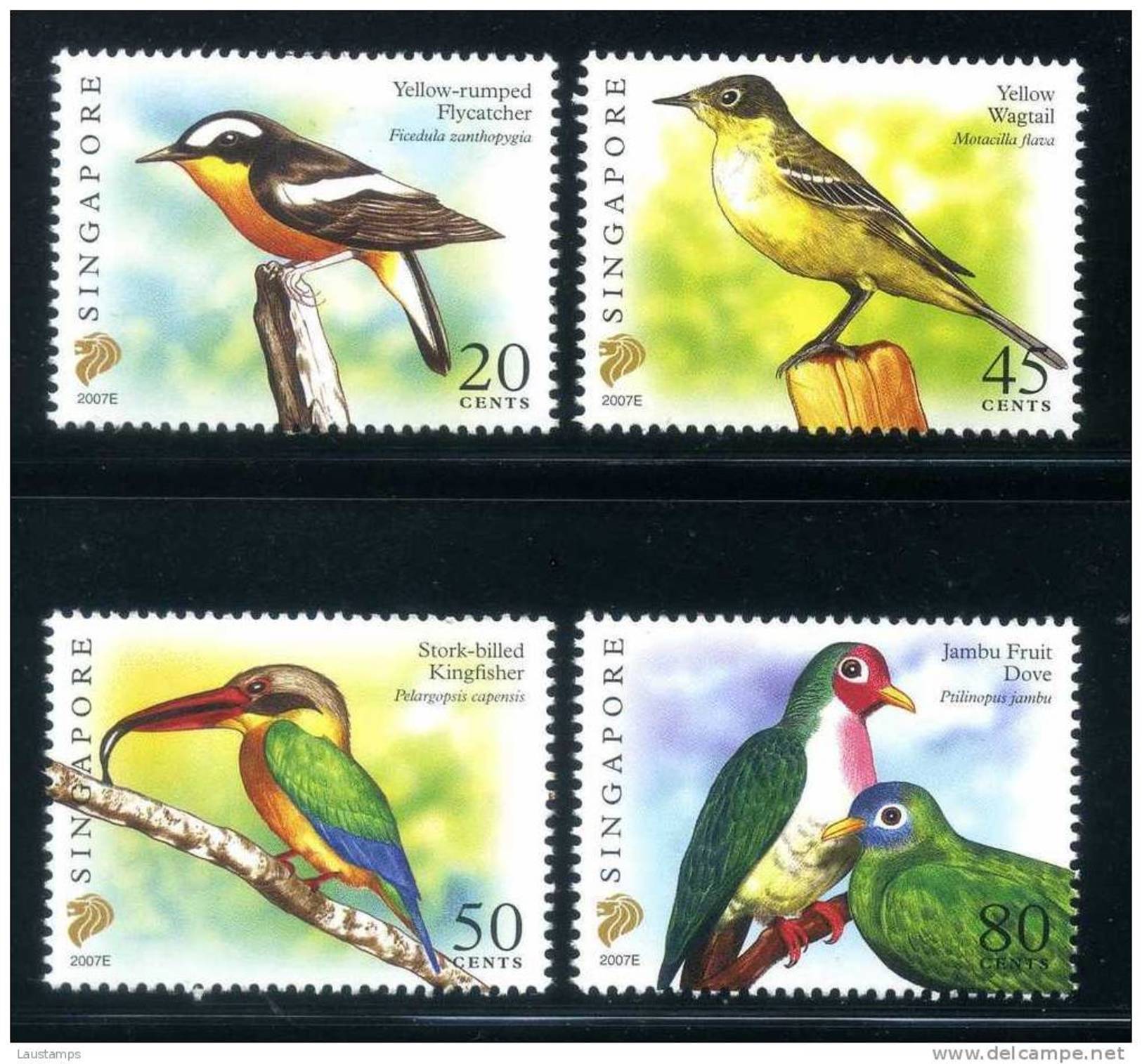 Singapore 2007 Birds Definitives 20c, 45c, 50c & 80c With Imprint "2007E" 4v MNH - Singapore (1959-...)