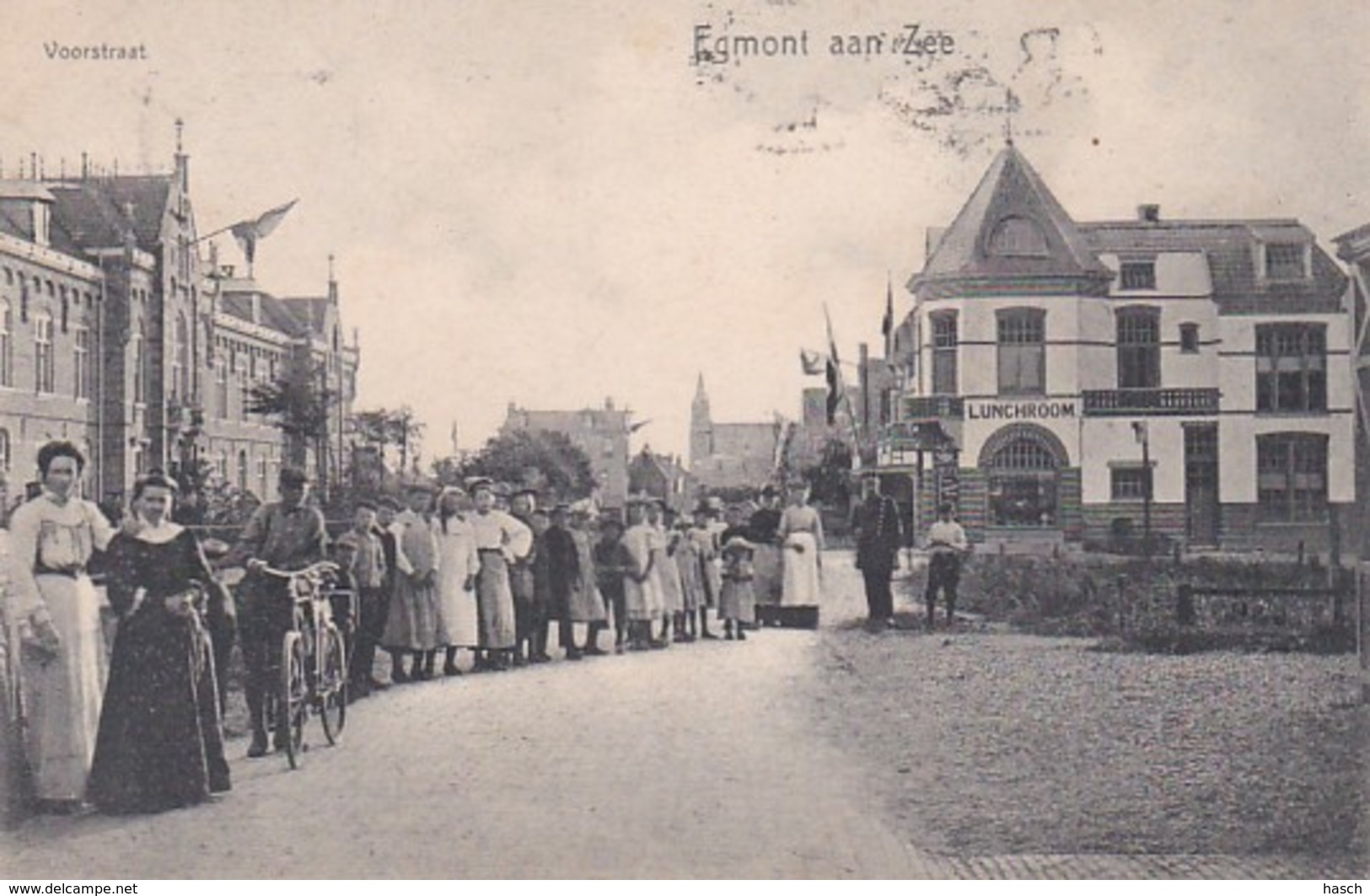 3575	348	Egmont Aan Zee,  Voorstraat Met Lunchroom ?? (kleinrond Stempel 1906) - Egmond Aan Zee