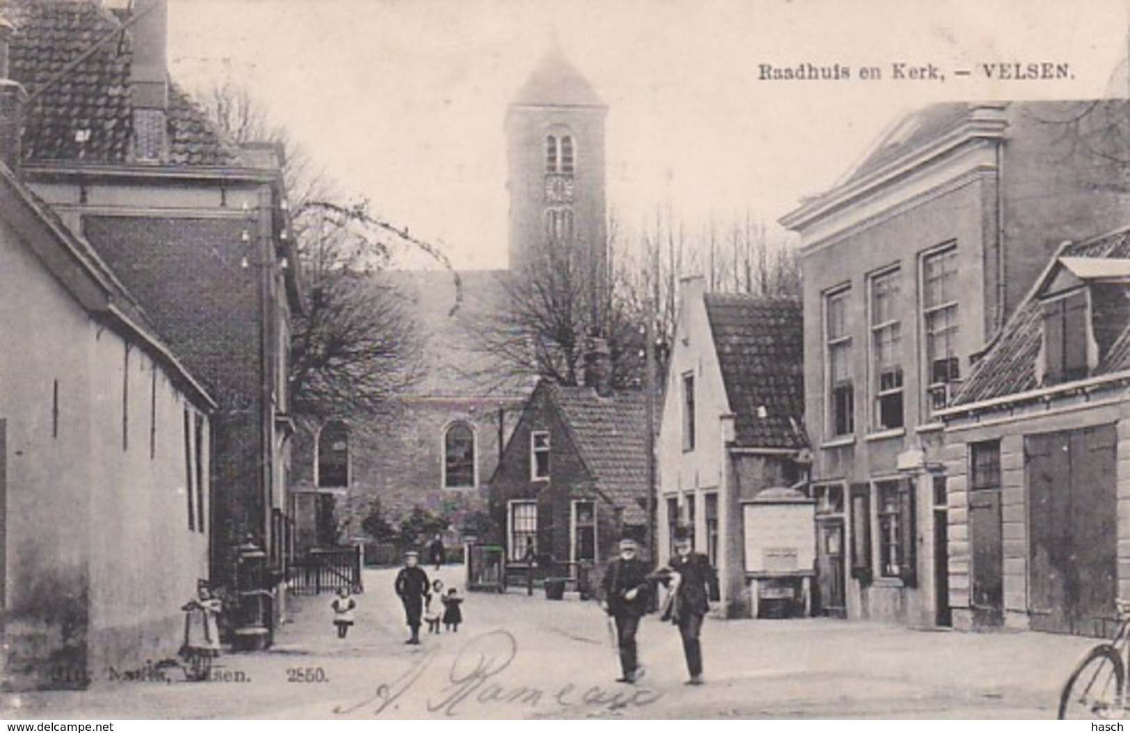 3575	392	Velsen, Raadhuis En Kerk. (poststempel 1905) - Autres & Non Classés