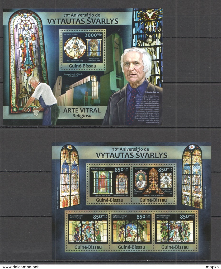 ST1209 2013 GUINE GUINEA-BISSAU FAMOUS PEOPLE ANNIVERSARY VYTAUTAS SVARLYS ARTE VITRAL KB+BL MNH - Vetri & Vetrate