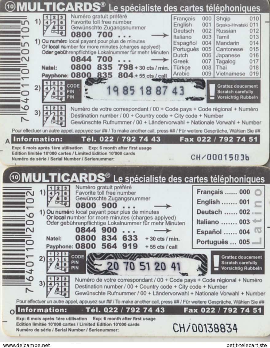 SWITZERLAND - PHONE CARD - TAXCARD ***   PRÉPAID  2 X MUTICARDS 1  *** - Switzerland