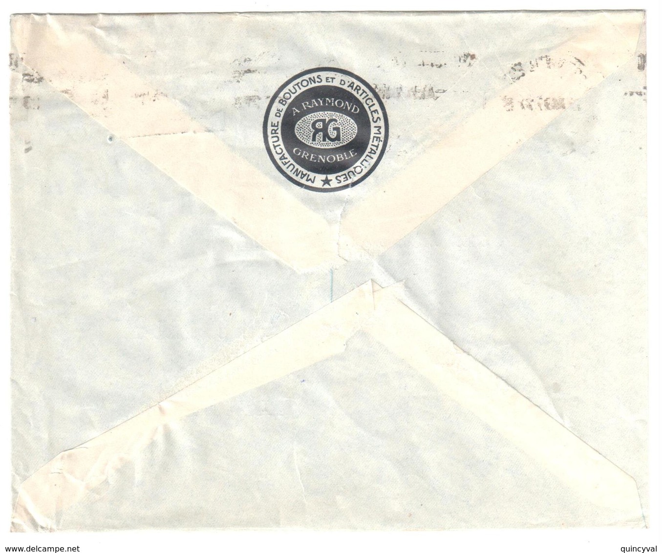 GRENOBLE Isère Lettre Entête RAYMOND Boutons Verso Logo 75c Semeuse Lignée Lilas Yv Ob Meca Krag 20 7 1930 - Storia Postale