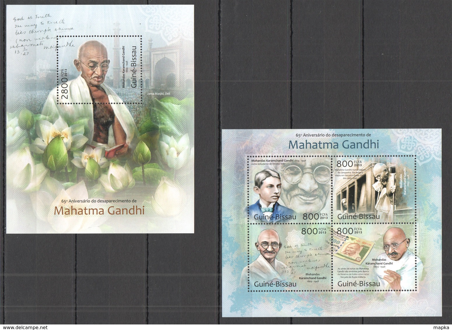 ST1283 2013 GUINE GUINEA-BISSAU ANNIVERSARY MAHATMA GANDHI KB+BL MNH - Mahatma Gandhi