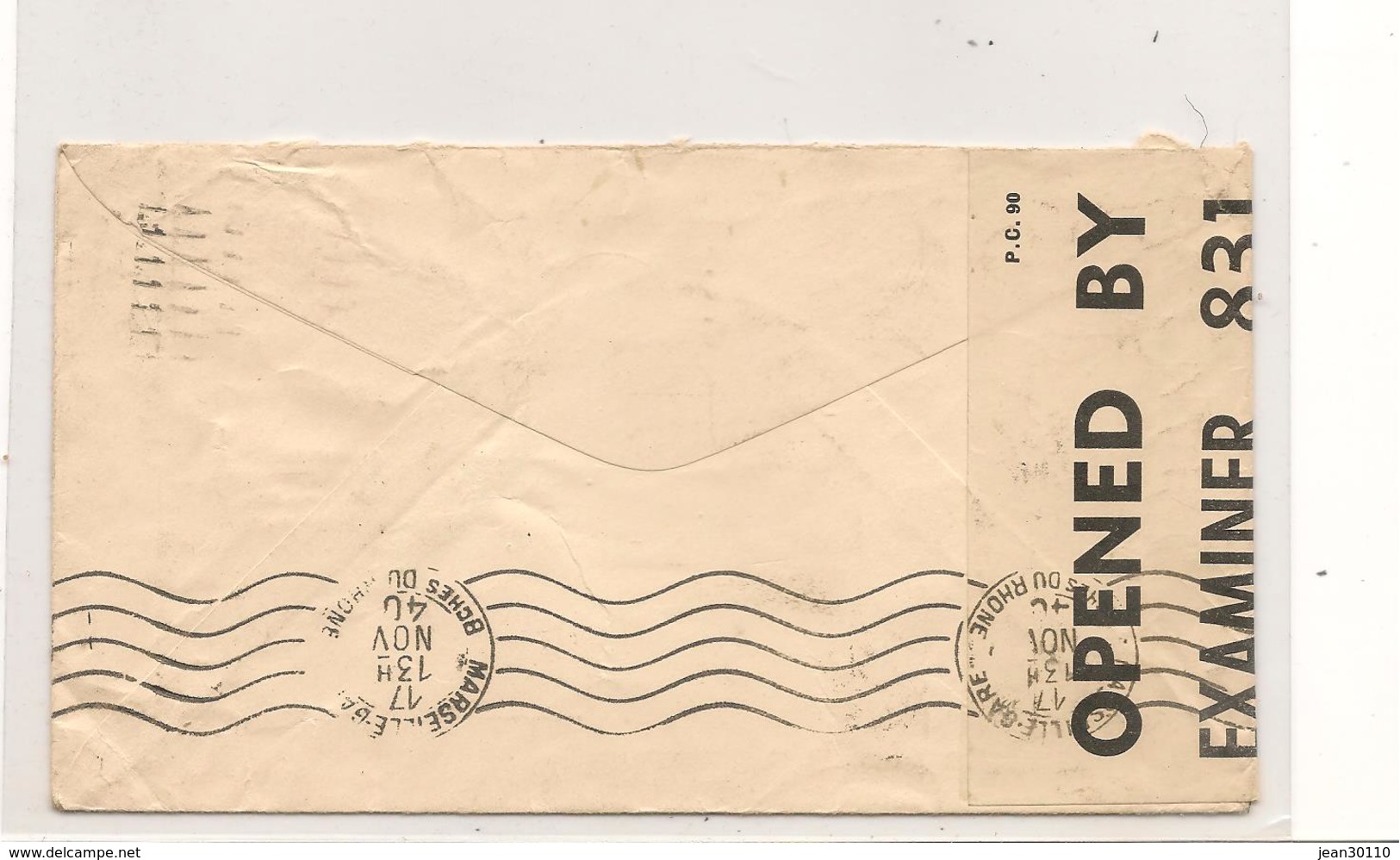 1940 ENVELOPPE AVEC CENSURE DE PASADENA ( CALIFORNIE)  POUR CLERMONT FERRAND (FRANCE) - WW II