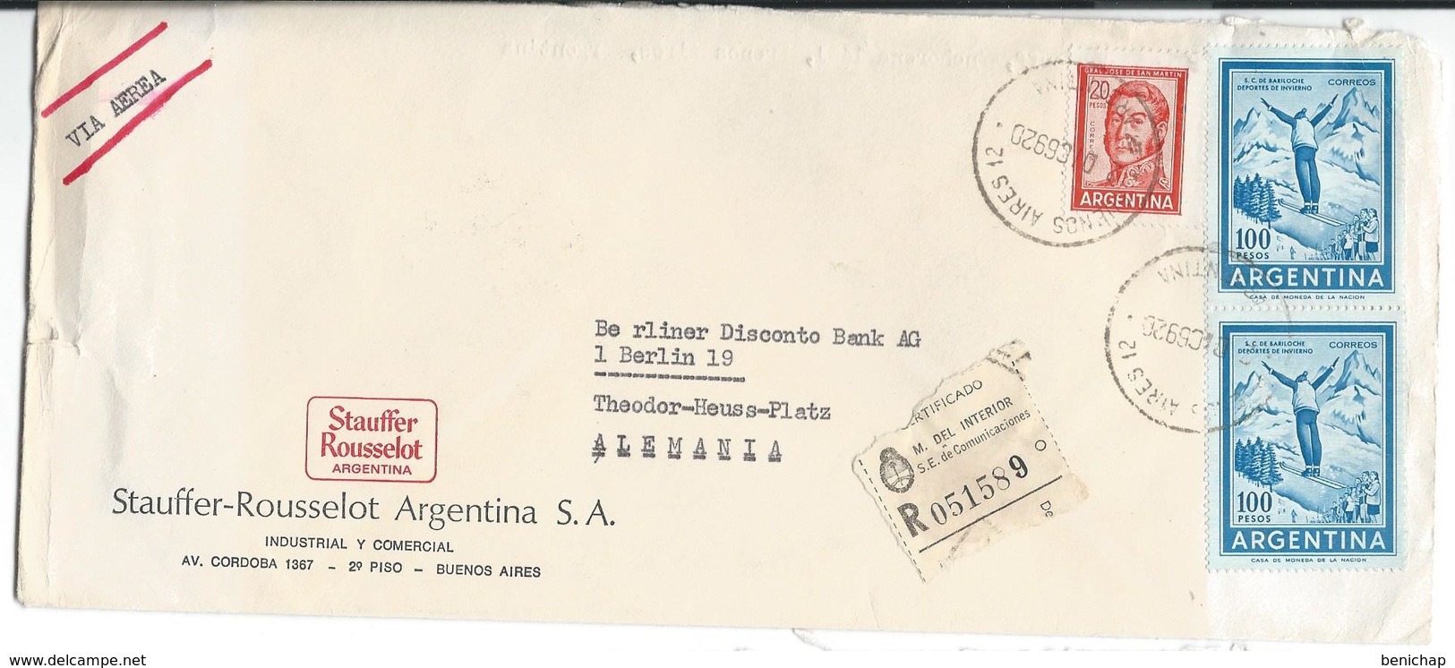 COVER CORREO AEREO ARGENTINA  - BUENOS AIRES - ALEMANIA - CERTIFICADO. - Autres & Non Classés