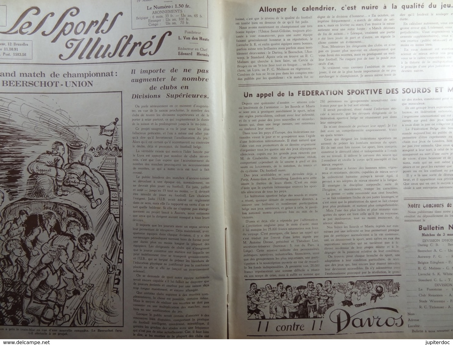 Les Sports Illustrés 1935 N°723 Pynenburg Guimbretière Wals Coupe Du Roi Football Buysse Loncke Tirlemont Honorez - Sport