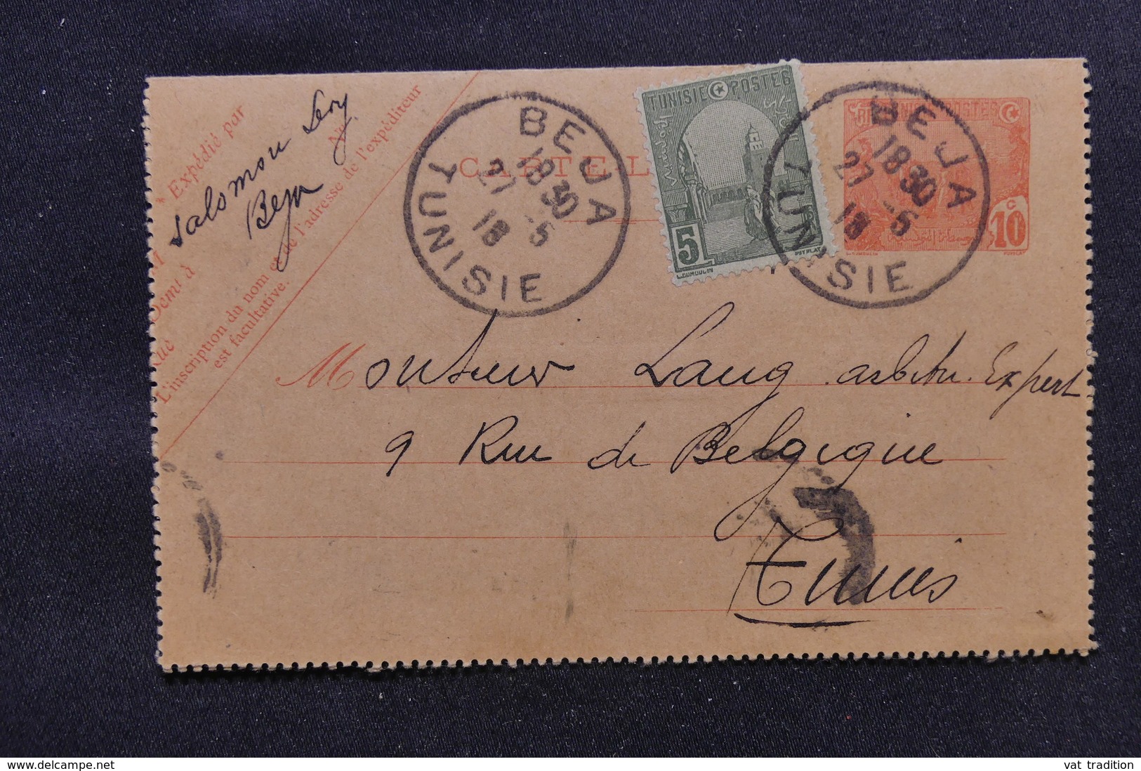 TUNISIE - Entier Postal + Complément De Beja Pour Tunis En 1918 - L 48745 - Brieven En Documenten