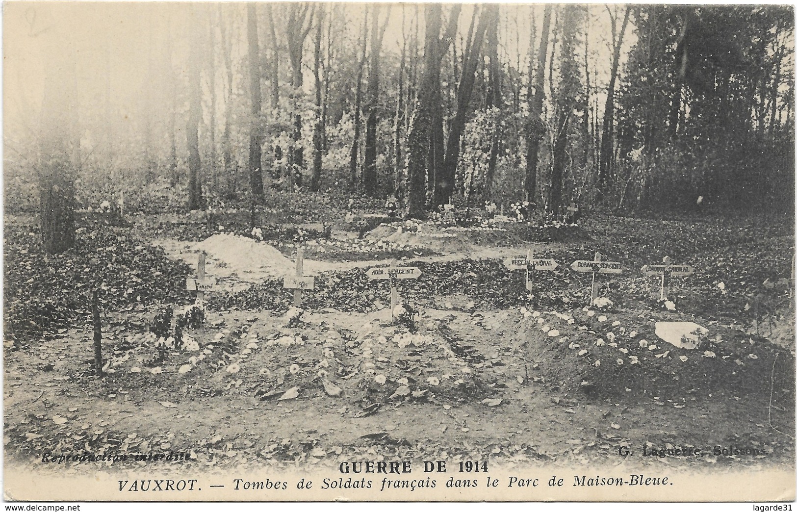 1914 - VAUXROT - Tombes De Soldats Français Dans Le Parc De Maison Bleue - War Cemeteries