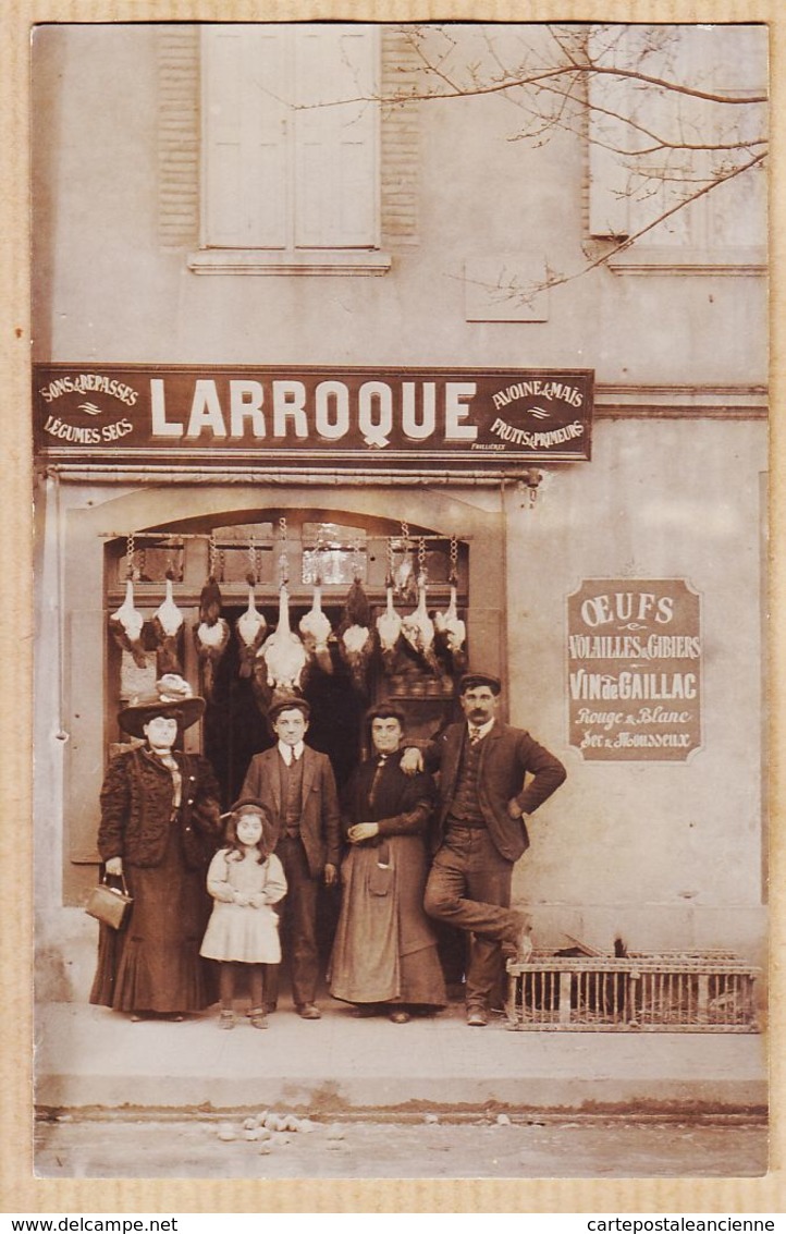 B81186 Rare RIEUMES (31) LARROQUE Oeufs-Volailles-Gibiers Vin De GAILLAC Enseigne Peinte FAILLIERES Carte-Photo 1910s - Autres & Non Classés