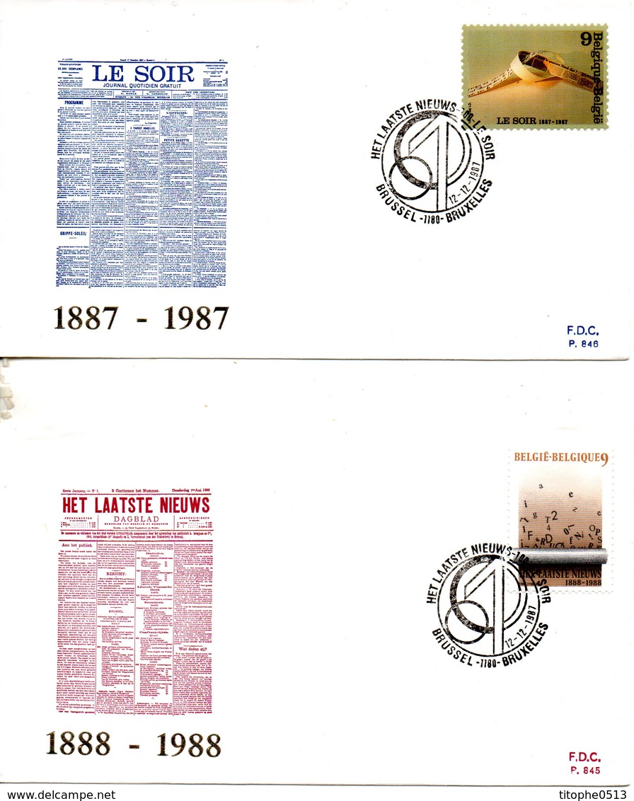 BELGIQUE. N°2271-2 De 1987 Sur 2 Enveloppes 1er Jour. Journaux Belges. - 1981-1990