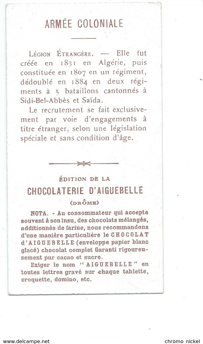 Chromo LÉGION ÉTRANGÈRE ARMÉE COLONIALE FRANÇAISE Colonies Pub: Chocolat Aiguebelle TB 105 X 55 Mm Voir 2 Scans - Aiguebelle