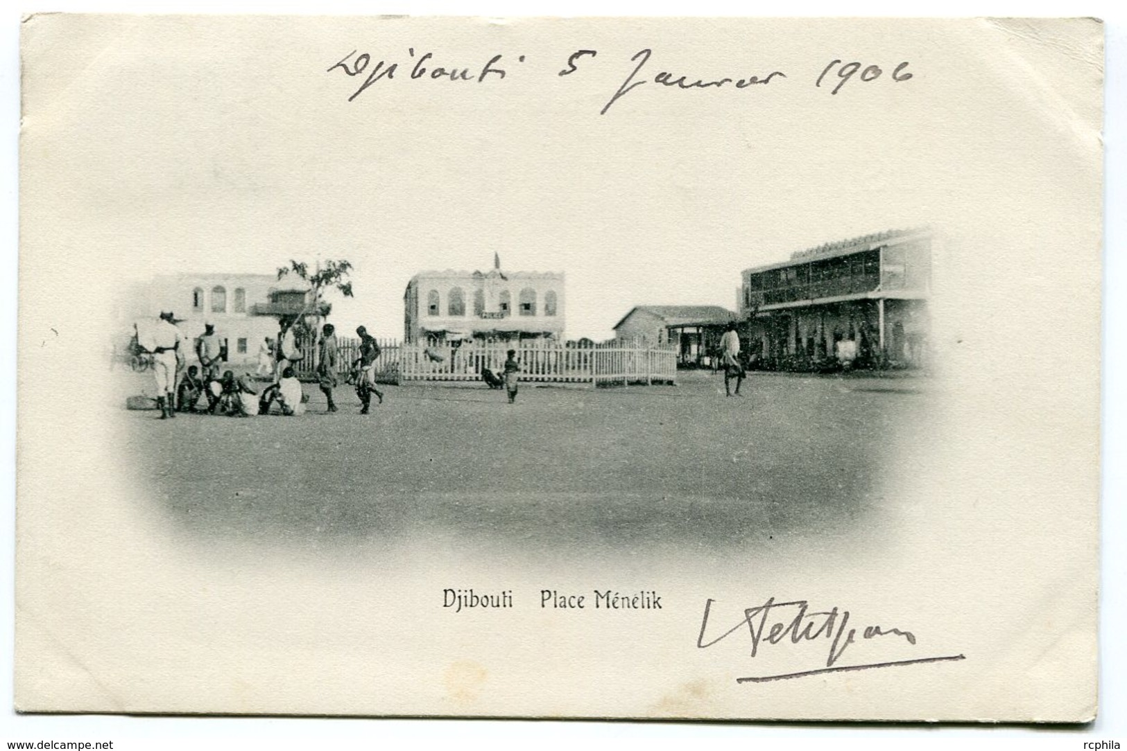 RC 14764 COTE DES SOMALIS 1906 - 5c MOSQUÉE OBL DJIBOUTI SUR CARTE POSTALE POUR LA FRANCE TB - Lettres & Documents