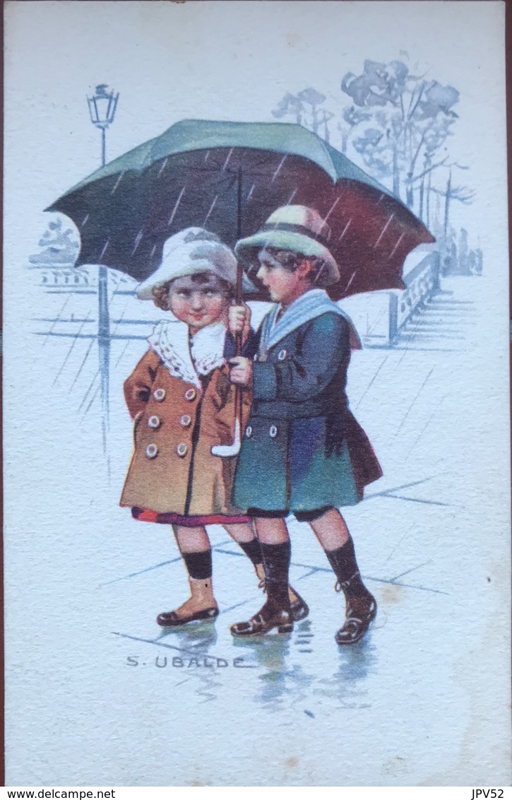 (2046) S. Ubalde - Twee Kinderen Onder De Paraplu - Chocolat Martougin - Autres & Non Classés