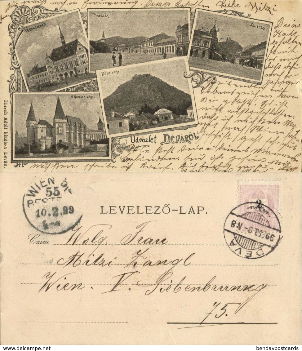 Romania, DEVA DÉVÁRÓL, Hunedoara County Prefecture Square Church (1899) Postcard - Roemenië