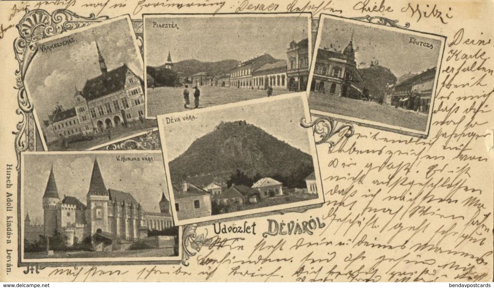 Romania, DEVA DÉVÁRÓL, Hunedoara County Prefecture Square Church (1899) Postcard - Roumanie