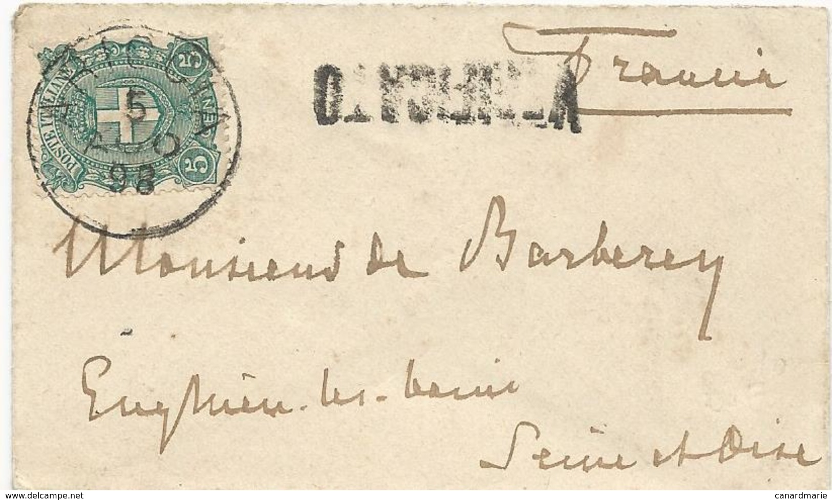 LETTRE 1898 AVEC CACHET ARICCIA ET VERIFICATO - Storia Postale