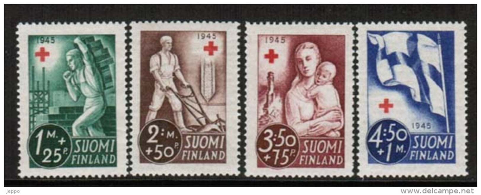 1945 Finland, Red Cross Complete Set **. - Ungebraucht