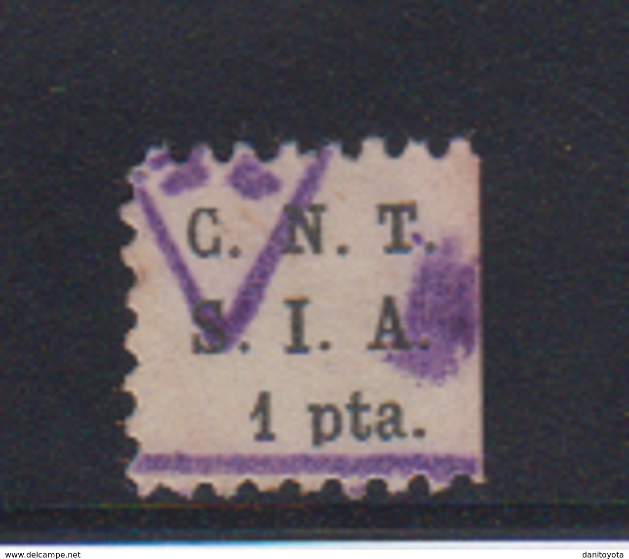 VIÑETA POLÍTICA REPUBLICANA.  AFINET NO CATALOGADO.  1 PTA C.N.T - S.I.A - Spanish Civil War Labels