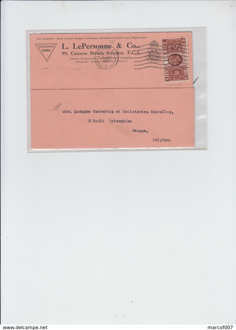 SILVER JUBILEE - LONDON TO BELGIUM - MANAGE - 1935 - Covers & Documents