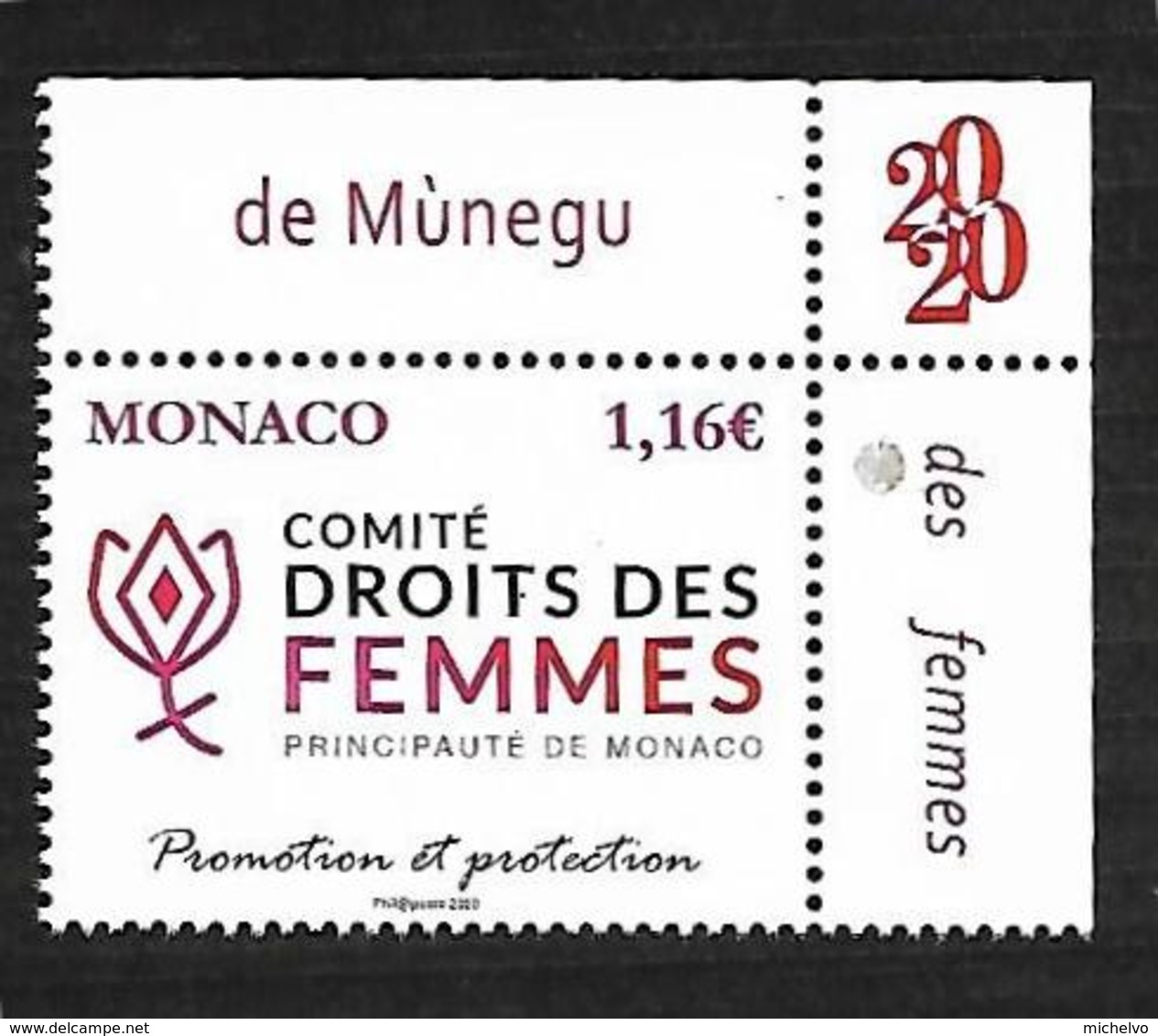 Monaco 2020 - Yv N° 3214 ** - Comité Pour La Promotion Et La Protection Des Droits Des Femmes - Neufs