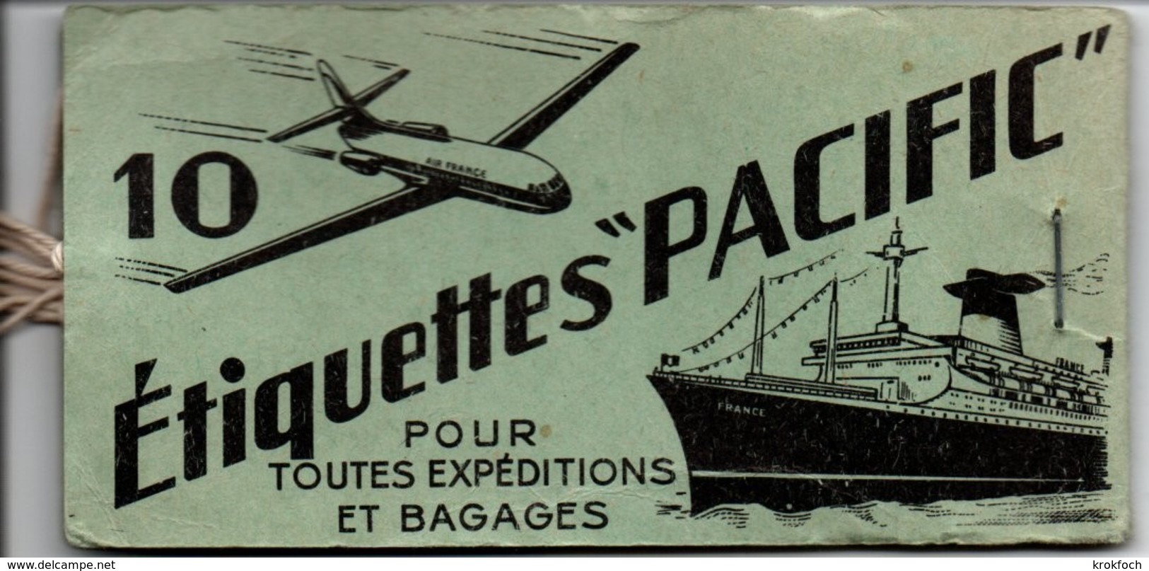 Carnet étiquettes Pour Bagages Pacific - Illustré Paquebot France Et Caravelle Air France - Sonstige & Ohne Zuordnung