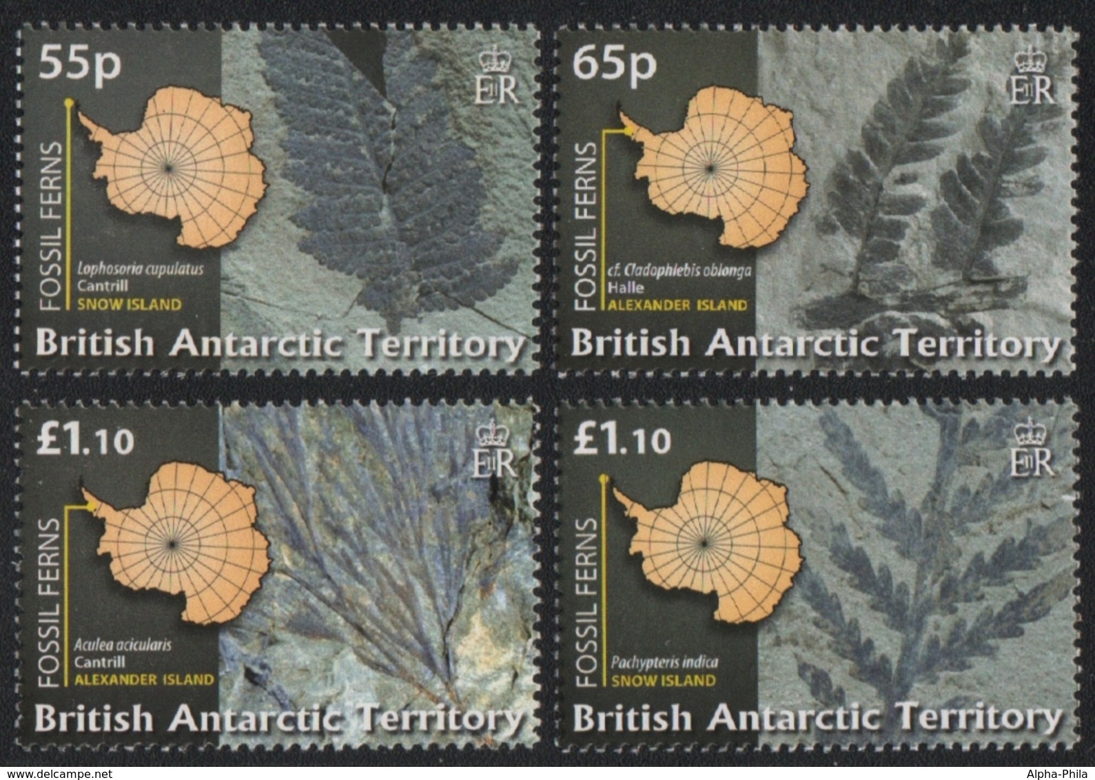 BAT / Brit. Antarktis 2008 - Mi-Nr. 475-478 ** - MNH - Fossile Farne - Ungebraucht