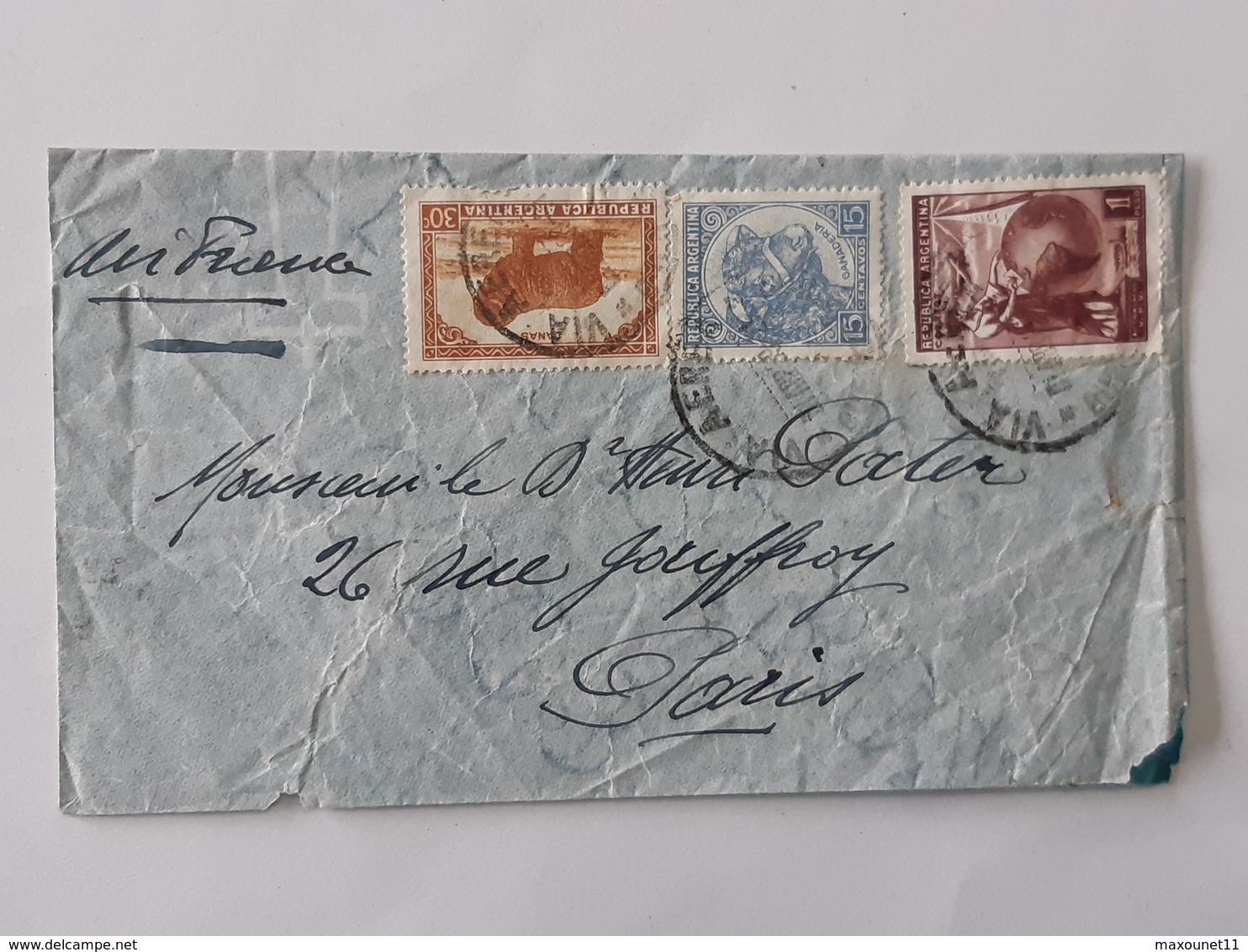 Lot De 5  Enveloppes Envoyées De Buenos Aires Argentina Vers Paris ... Lot41 . - Cartas & Documentos