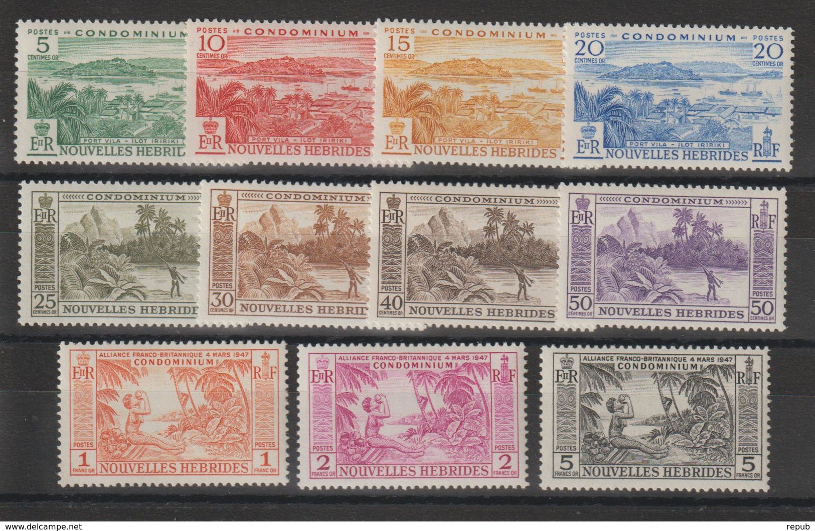 Nouvelle Hébrides Légende Française 1957 Série Courante 175-185 11 Val ** MNH - Ungebraucht