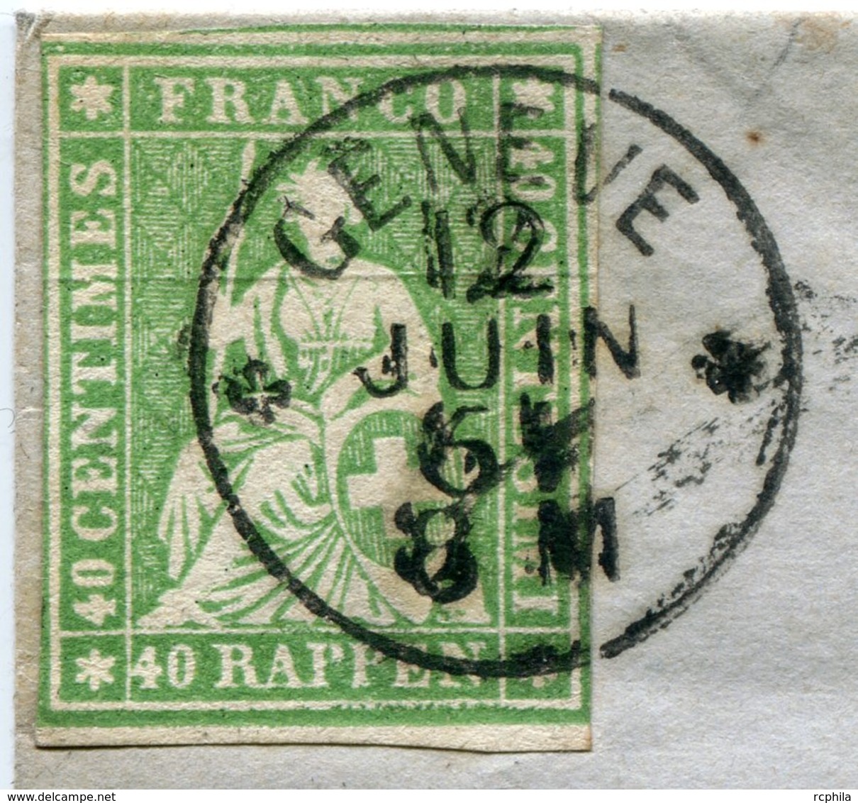 RC 14783 SUISSE 1861 - 40Rp SUR LETTRE DE GENEVE POUR ST RAMBERT EN BUGEY (AIN) FRANCE TB - Lettres & Documents