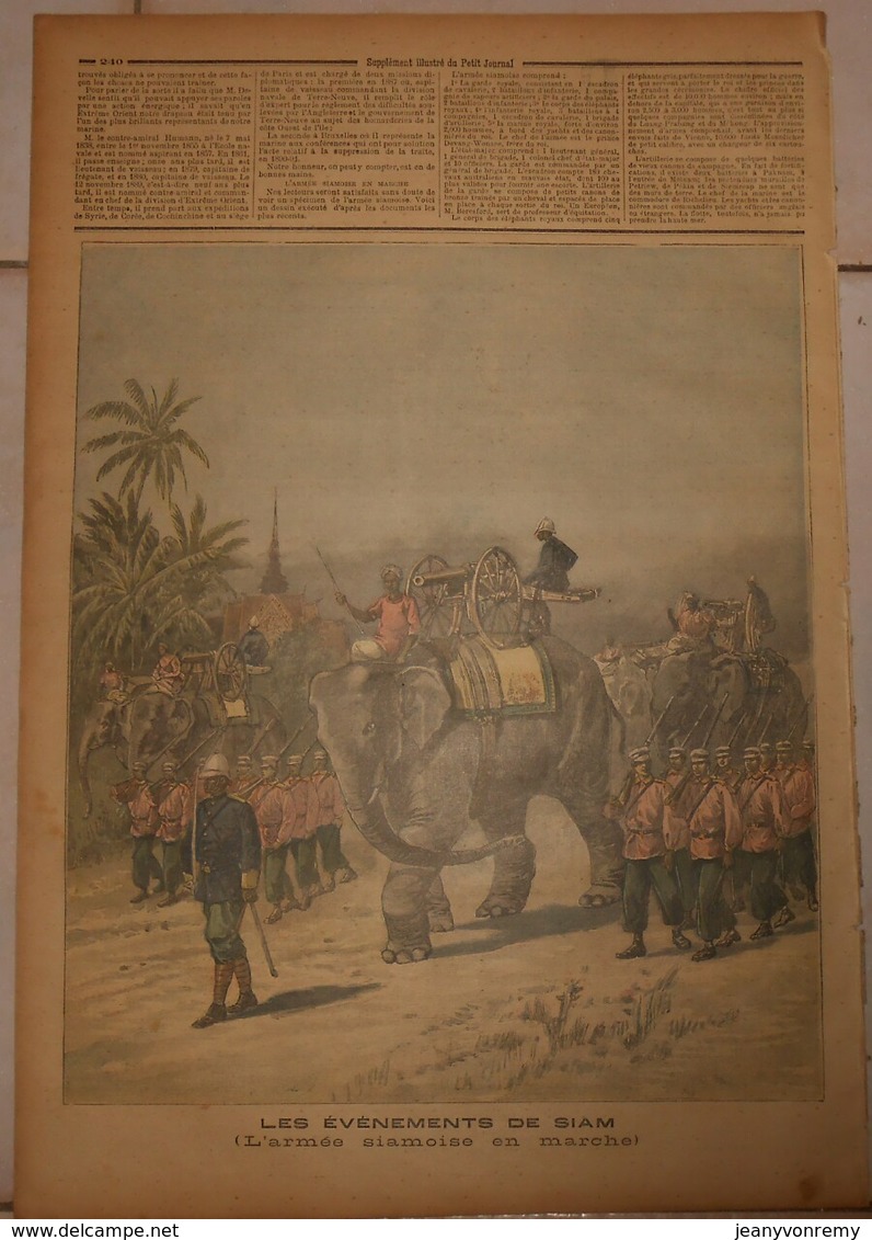 Le Petit Journal. 29 Juillet 1893.Les événements De Siam. Le Contre Amiral Humann. Armée Siamoise En Marche. - Zeitschriften - Vor 1900