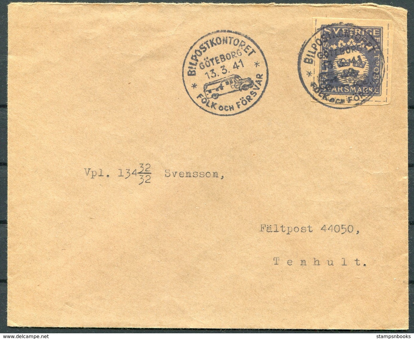 1941 Sweden Svarsmarke Faltpost Cover. Bildpostkontoret Folk Och Forsvar Goteborg - Military