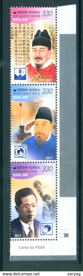 Korea 2016 Scientists Science 3v MNH - Korea, South