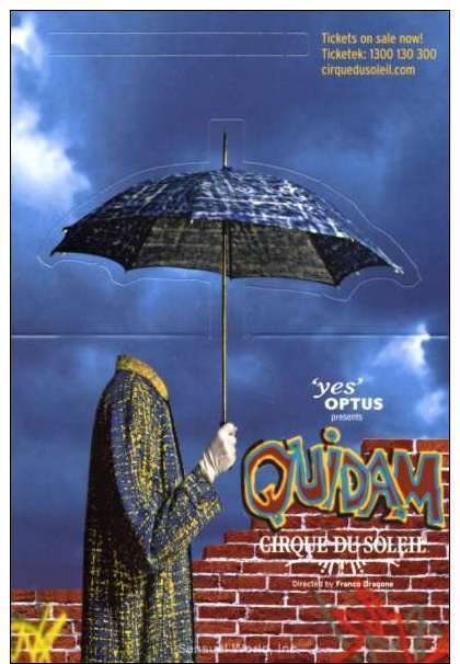 Die Cut Postcard Headless Man Umbrella Circus Cirque Du Soleil Quidam Australia - 12442 - Circo