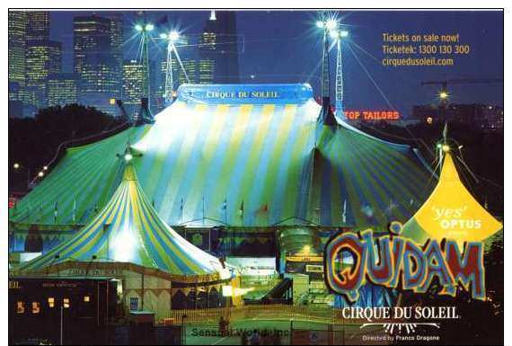 Die Cut City View Melbourne Australia With Cirque Du Soleil Postcard Circus Tent - 12436 - Circus