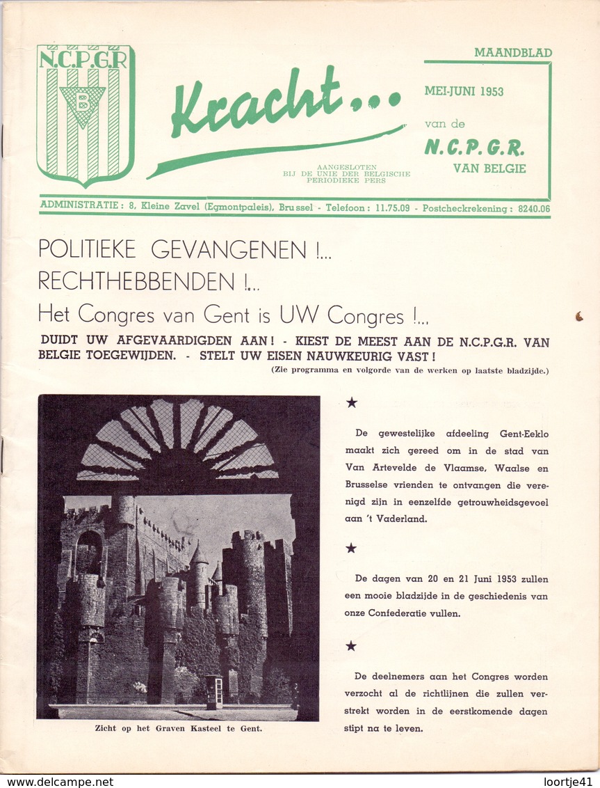 Magazine Tijdschrift - Kracht - Programma Congres Politieke Gevangenen - Gent 1953 - Guerre 1939-45