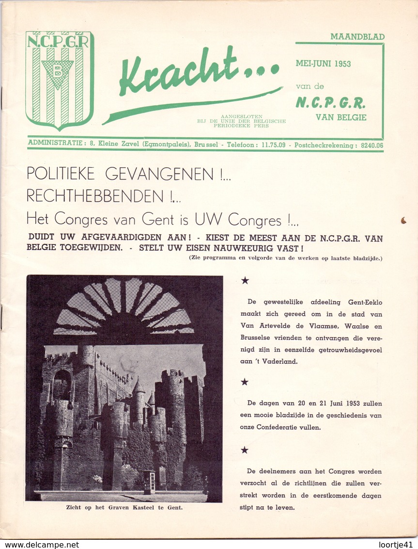 Magazine Tijdschrift - Kracht - Programma Congres Politieke Gevangenen - Gent 1953 - Oorlog 1939-45