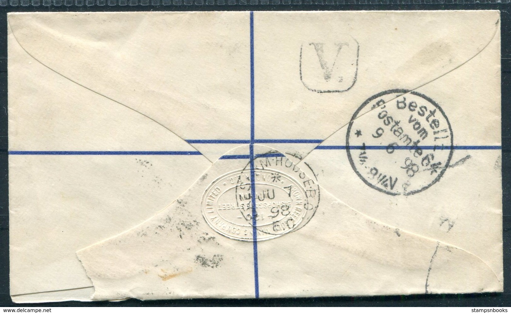 1898 GB Registered Letter Stationery, Gresham House B.O. London - Berlin Germany. - Luftpost & Aerogramme