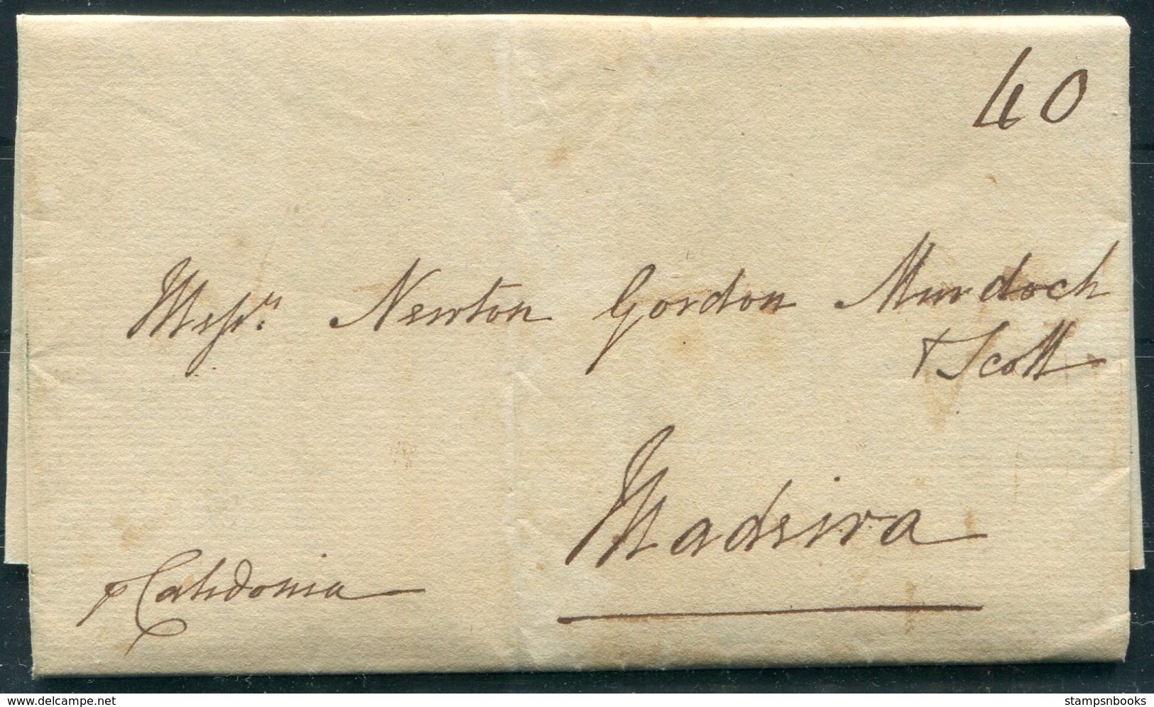 1823 GB London Entire - Madeira By Private Ship Caledonia - ...-1840 Prephilately