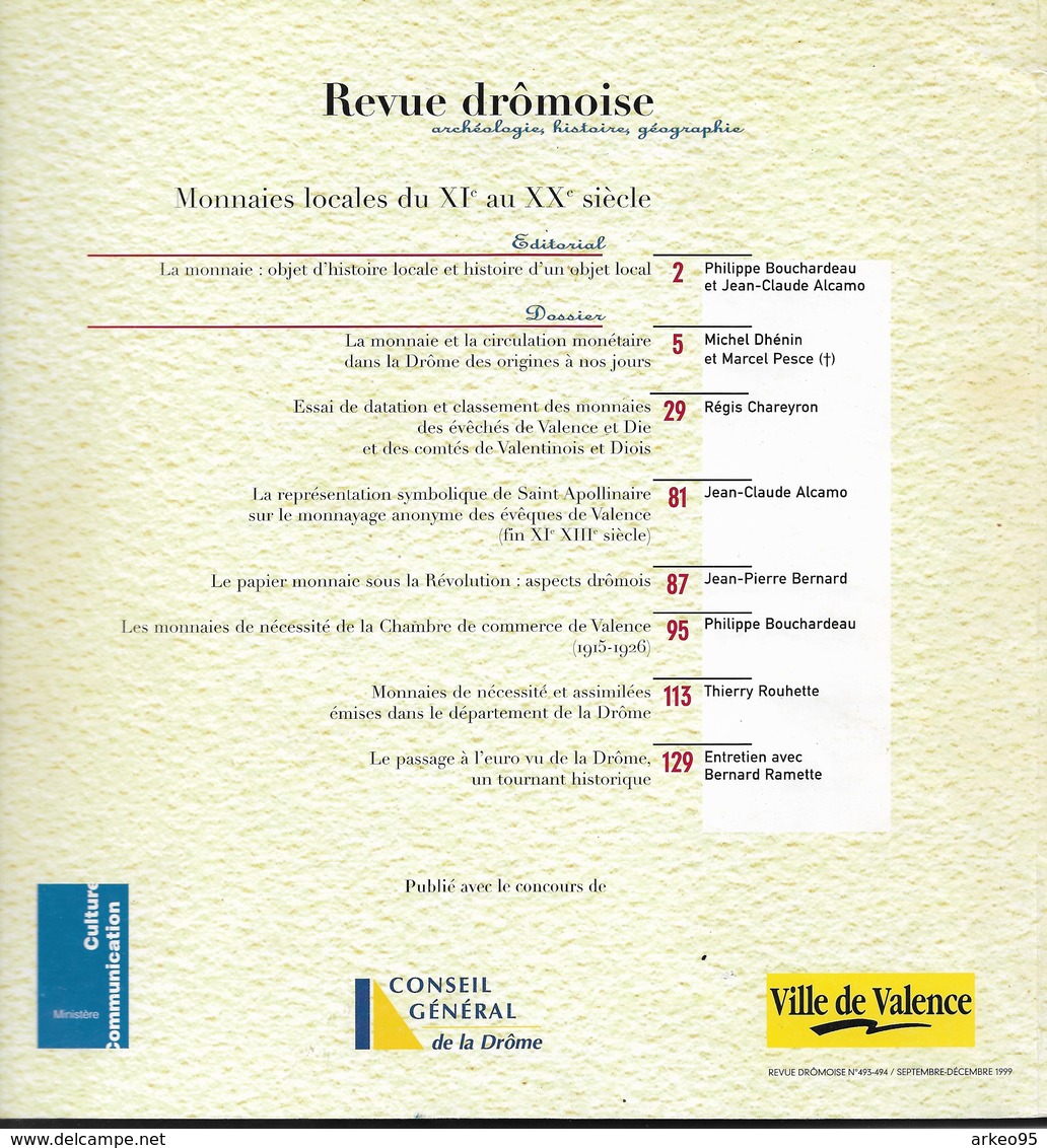 Revue Drômoise, Monnaies Locales Du XIe Au XXe Siècle, Tome 92, 1999 - Livres & Logiciels