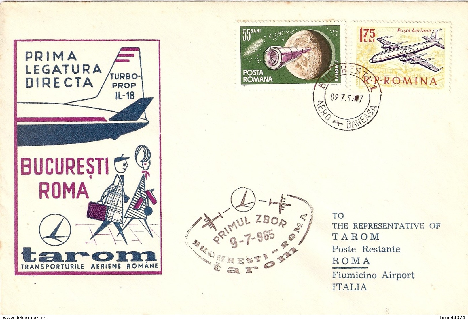 Premier Vol Bucarest/Rome Le 9 Juillet 1965 - Avions